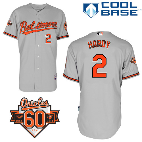 J-J Hardy #2 Youth Baseball Jersey-Baltimore Orioles Authentic Road Gray Cool Base MLB Jersey